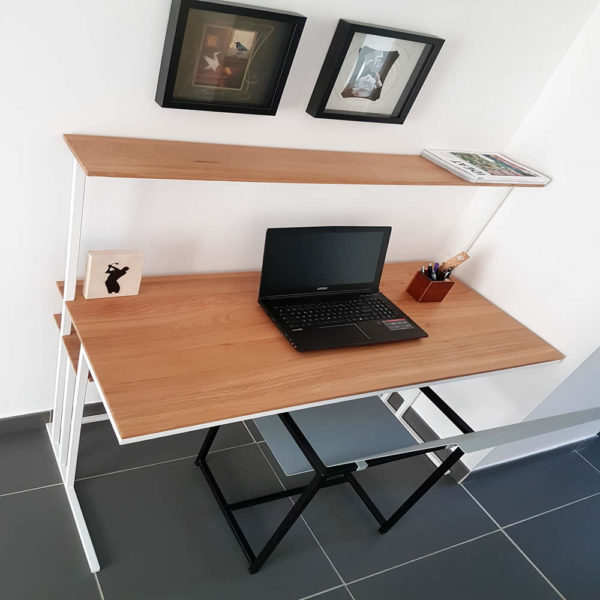 MEZZATO bureau 120x60 acier & bois 01.4